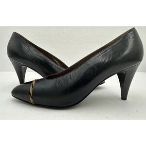 Vintage Bruno Magli Italy Handmade Pumps Heels Shoes Black 80s 90s Size 7 B